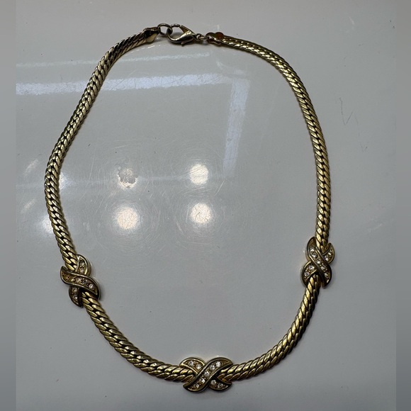 Dior Jewelry - Vintage Christian Dior Elegant Gold Plated Women's Choker Necklace